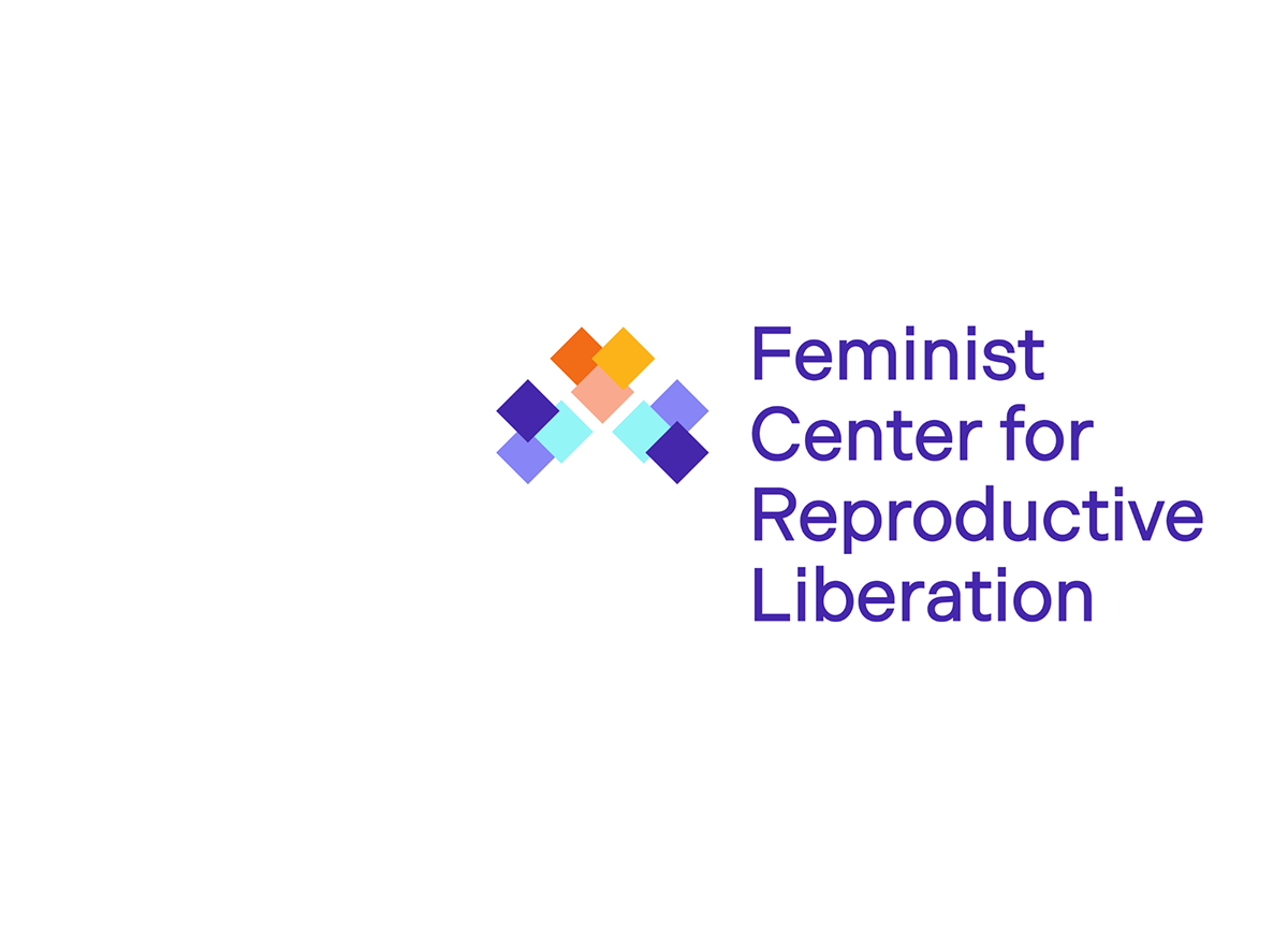 Logo for the Feminist Center for Reproductive Liberation featuring a cluster of colorful diamonds and purple text.
